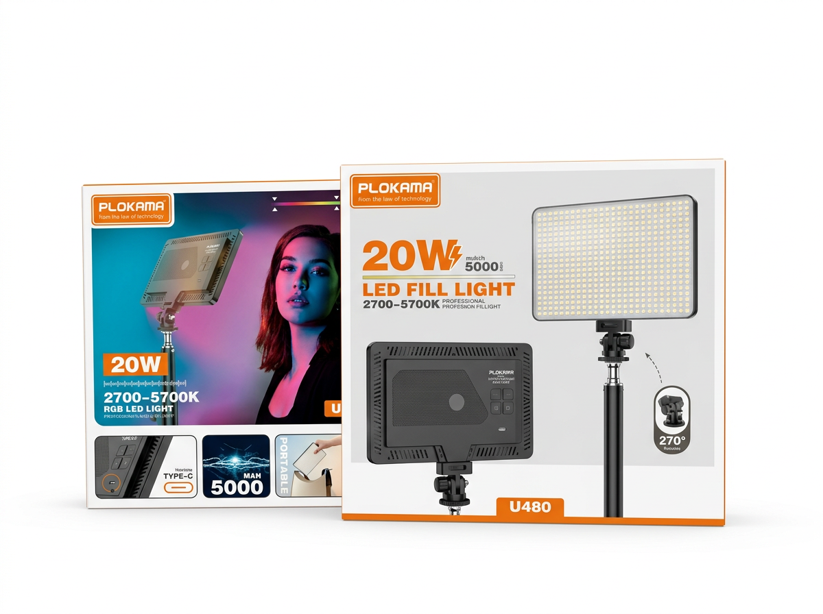 إضاءة فيديو LED احترافية PLOKAMA U480 🚀 | 20W