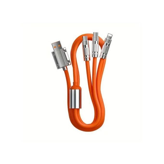 كابل شحن متعدد 3 في 1 بطول 4 أقدام - لون برتقالي